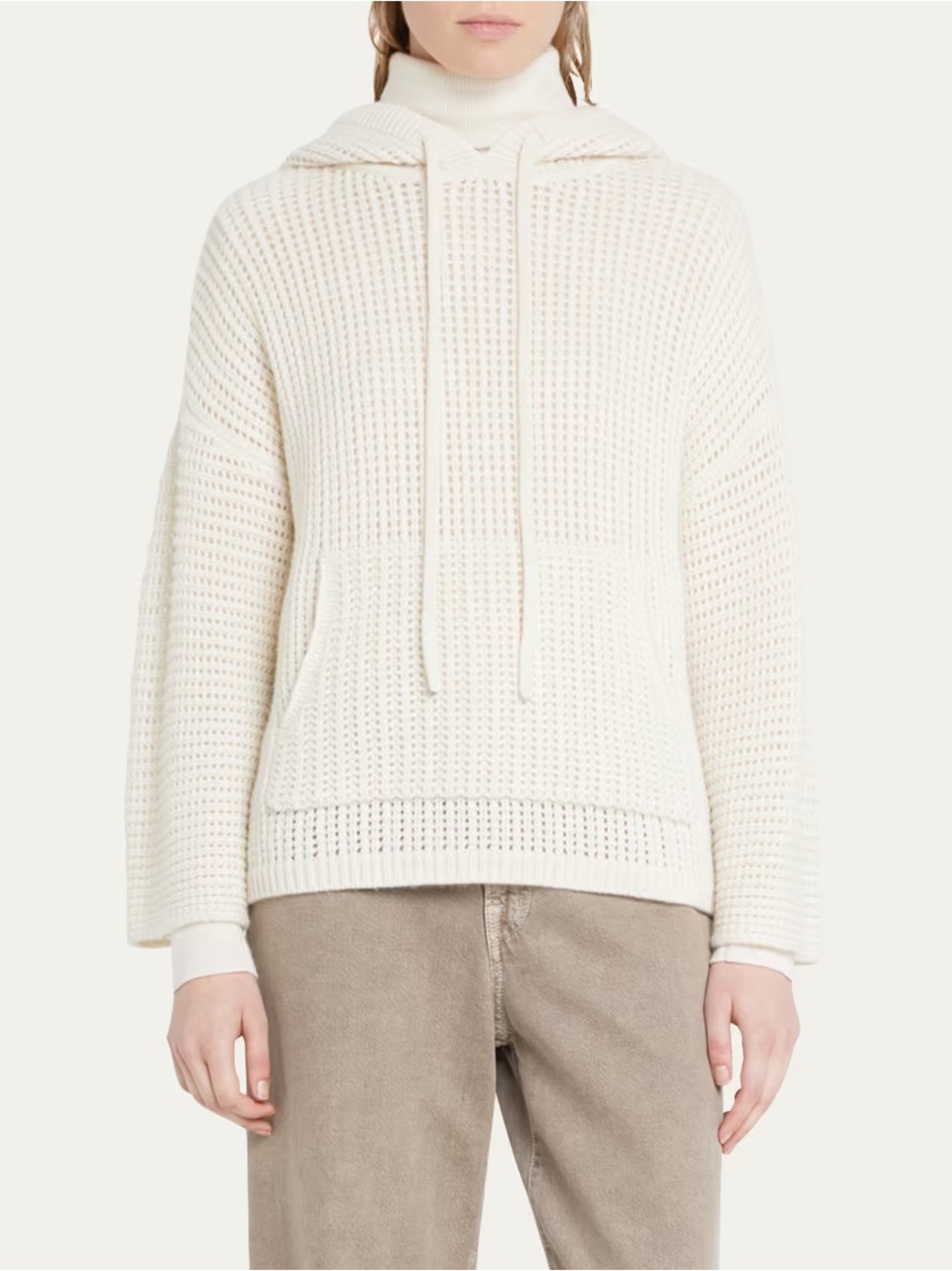Lisa Yang Quinging cashmere knit hoodie in cream
